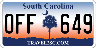 SC license plate OFF649