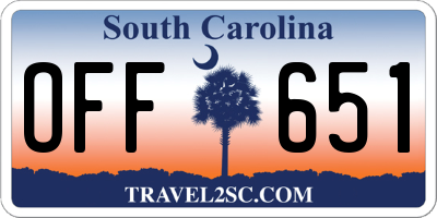 SC license plate OFF651