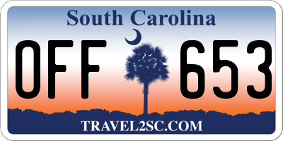 SC license plate OFF653