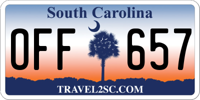 SC license plate OFF657