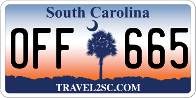SC license plate OFF665
