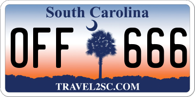SC license plate OFF666