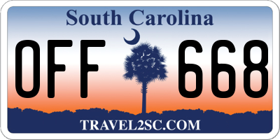 SC license plate OFF668