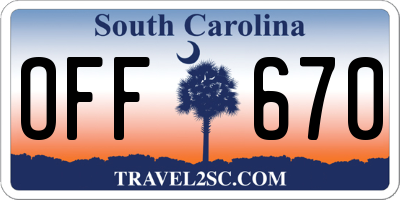 SC license plate OFF670