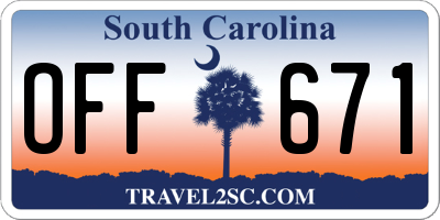 SC license plate OFF671
