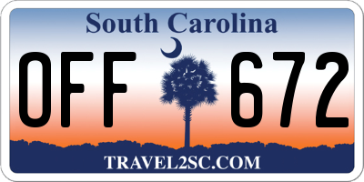 SC license plate OFF672