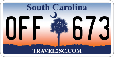 SC license plate OFF673