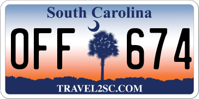 SC license plate OFF674