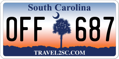 SC license plate OFF687