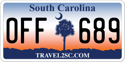 SC license plate OFF689