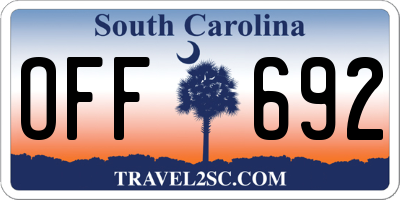 SC license plate OFF692