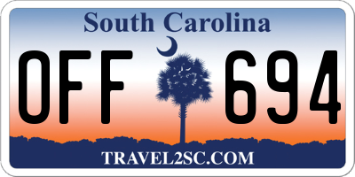 SC license plate OFF694