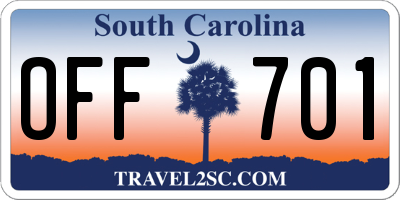 SC license plate OFF701