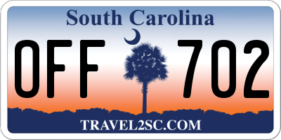 SC license plate OFF702