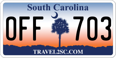 SC license plate OFF703