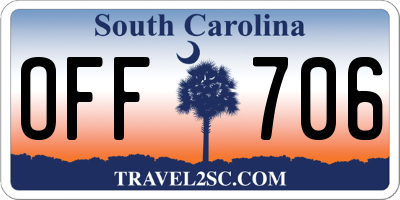 SC license plate OFF706