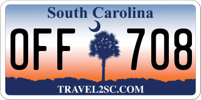 SC license plate OFF708