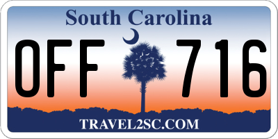 SC license plate OFF716
