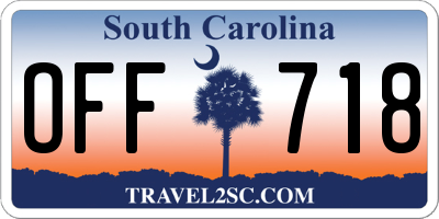 SC license plate OFF718