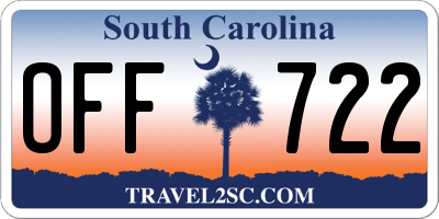 SC license plate OFF722