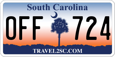 SC license plate OFF724