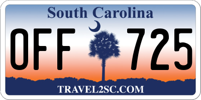 SC license plate OFF725
