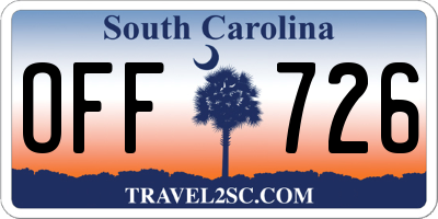 SC license plate OFF726