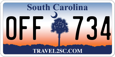 SC license plate OFF734