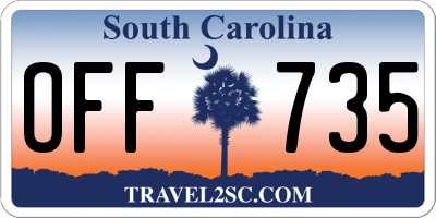 SC license plate OFF735