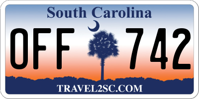 SC license plate OFF742