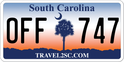 SC license plate OFF747