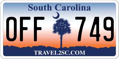 SC license plate OFF749