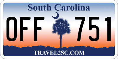 SC license plate OFF751