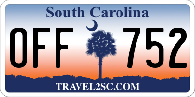 SC license plate OFF752