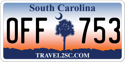 SC license plate OFF753