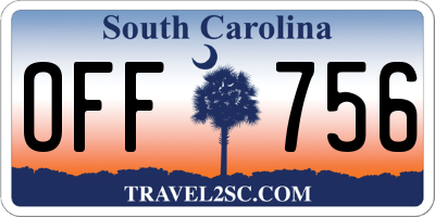 SC license plate OFF756