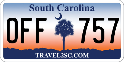 SC license plate OFF757