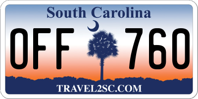 SC license plate OFF760