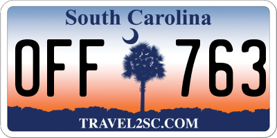 SC license plate OFF763