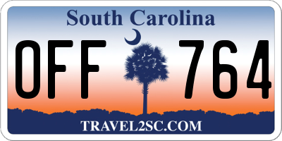 SC license plate OFF764