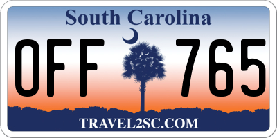 SC license plate OFF765