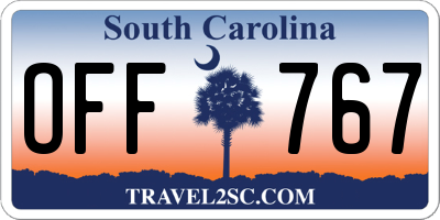 SC license plate OFF767