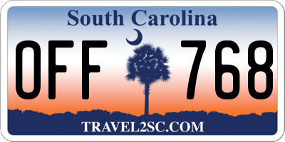 SC license plate OFF768