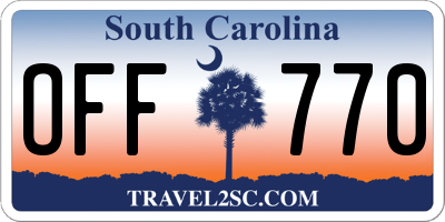 SC license plate OFF770