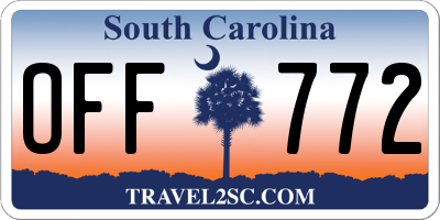 SC license plate OFF772