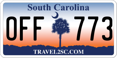 SC license plate OFF773
