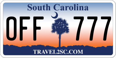 SC license plate OFF777