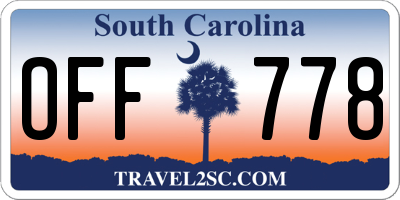 SC license plate OFF778