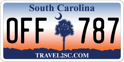 SC license plate OFF787