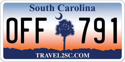 SC license plate OFF791